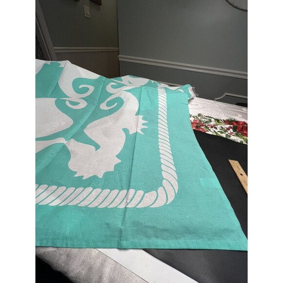 Beach Road Seahorses Teal White “The Beach Sheet” - Picture 6 of 14